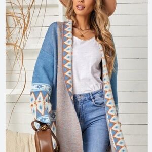 Aztec Long Cardigan Sweater
